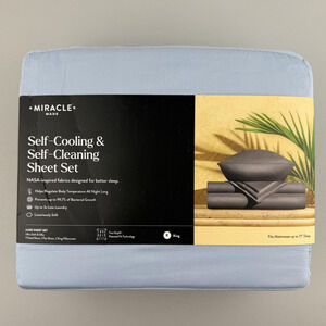 Miracle Made Self-Cooling Self-Cleaning SKY BLUE Sheet Set King Luxe Sateen NEW